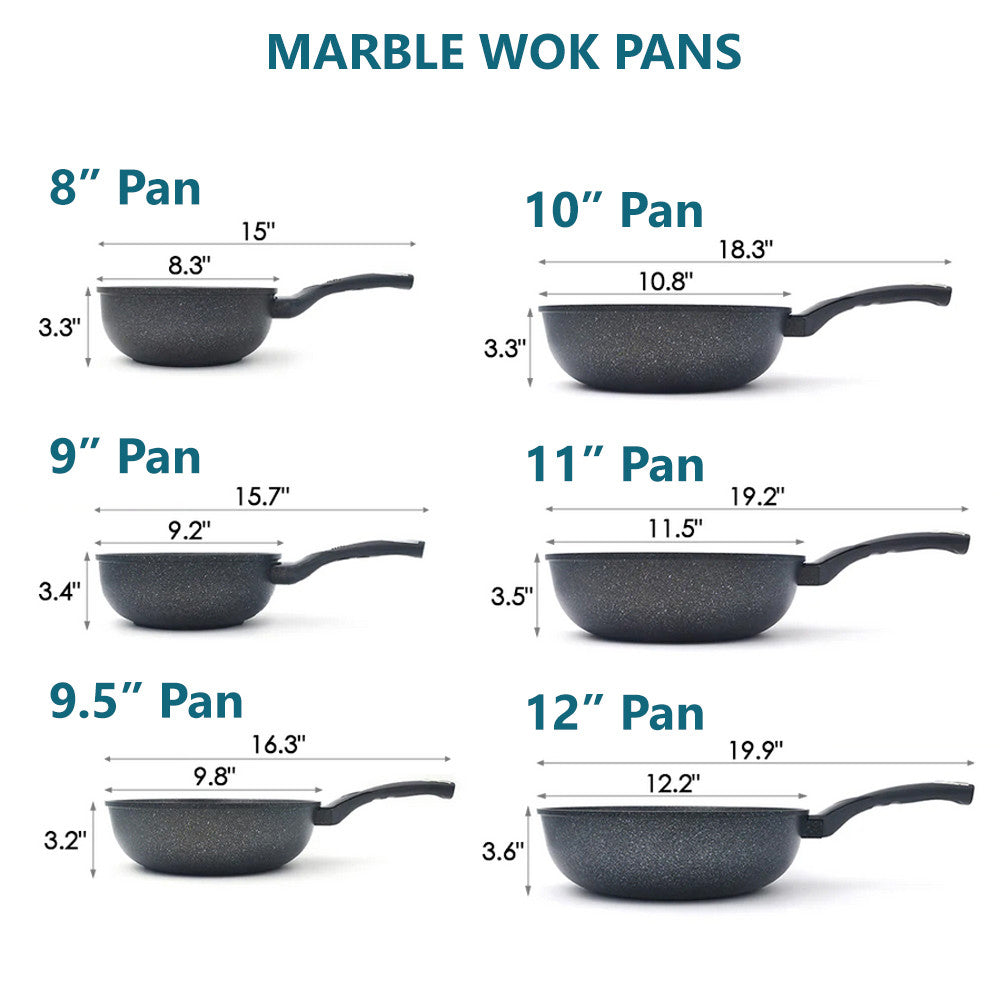 MADE IN KOREA 10 5 Layer Marble Coating Wok Non-Stick Cooking Frying Pan  Pot 