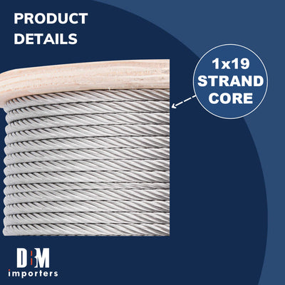 1x19, 7x19 Construction T316 STAINLESS STEEL Cable Wire Rope Perfect for DIY Deck or Stair Cabling Project