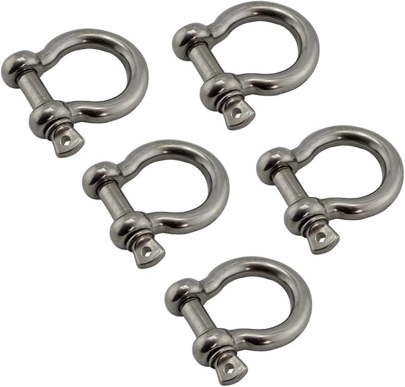 5 PC Stainless Steel 5/16" Commercial Bow Shackle Paracord Boat Anchor Rigging