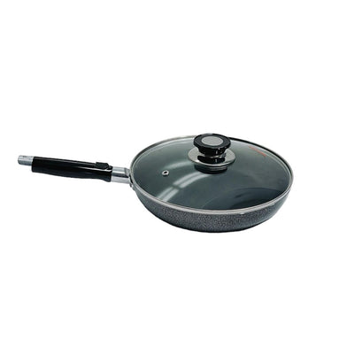 12" Nonstick Fry Pan W/ Lid Deep Frying Pan With Handle,Skillet,Dishwasher Safe