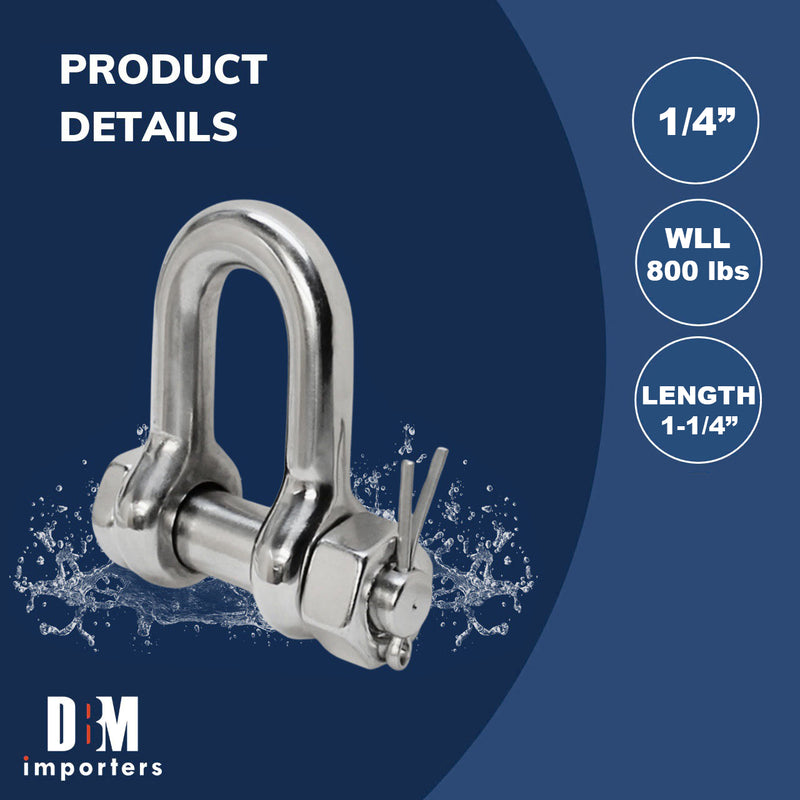 T316 Stainless Steel Marine Bolt Screw Pin Chain Shackle D Anchor