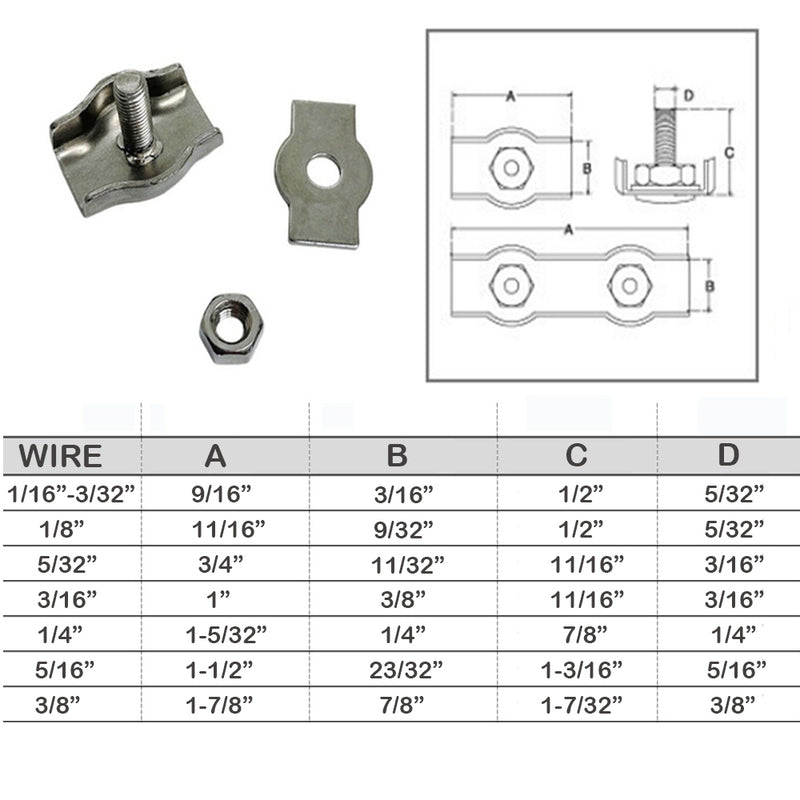 Simplex Single Bolt Wire Rope Clips,Stainless Steel T304 for Wire Cable