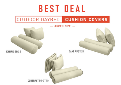 Model-1 QUEEN SIZE Bolster & Back Pillow Cushion Outdoor SLIP COVER ONLY