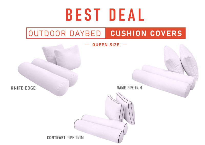 Model-1 QUEEN SIZE Bolster & Back Pillow Cushion Outdoor SLIP COVER ONLY