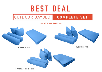 Model-1 QUEEN SIZE Outdoor Daybed Mattress Bolster Cushion Cover Complete Set