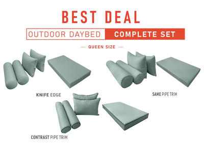 Model-4 QUEEN SIZE Outdoor Daybed Mattress Bolster Cushion Cover Complete Set