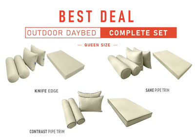 Model-4 QUEEN SIZE Outdoor Daybed Mattress Bolster Cushion Cover Complete Set