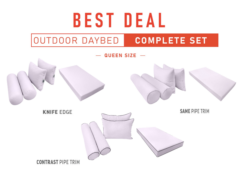 Model-4 QUEEN SIZE Outdoor Daybed Mattress Bolster Cushion Cover Complete Set