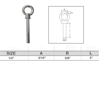 Stainless Steel T316 Eye Bolt Marine Non-Threaded Shoulder Eyebolt Rivet Bolt