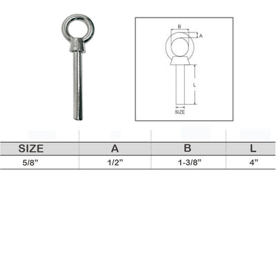 Stainless Steel T316 Eye Bolt Marine Non-Threaded Shoulder Eyebolt Rivet Bolt