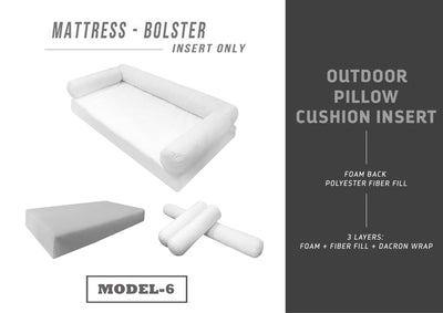 Outdoor Daybed Mattress & Pillow Cushion INSERT ONLY