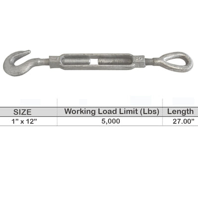 TURNBUCKLES - GALVANIZED, DROP FORGED CARBON STEEL