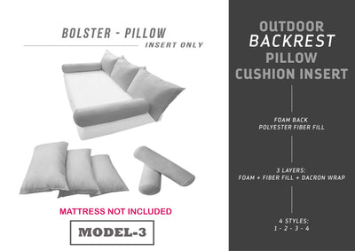 Outdoor Daybed Mattress & Pillow Cushion INSERT ONLY