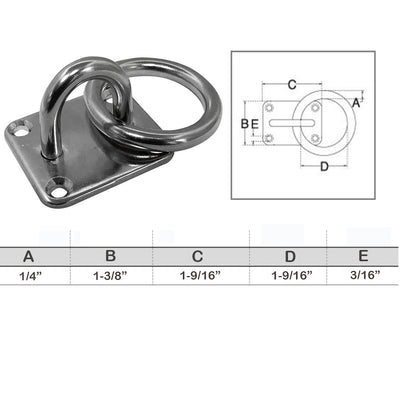 Marine hardware Square Pad Eye Plate With Ring 1/4" Welded Formed Boat Rigging