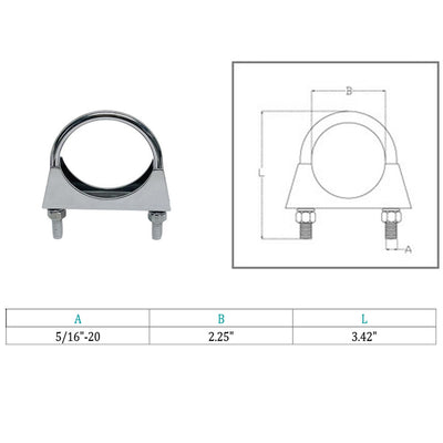 Stainless Steel T316 Pipe U Bolt Clamp U-Bolt Exhaust Clamp for 1-3/4", 2-1/4", 2-1/2" Pipe