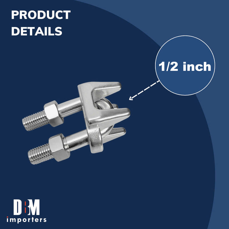 Marine Industrial 1/2" Heavy Duty Wire Rope Clip Clamp Stainless Steel Cable Rigging Boat