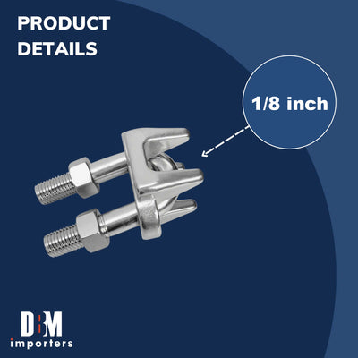 5 Marine Industrial 1/8" Heavy Duty Wire Rope Clip Clamp Stainless Steel Cable Rigging Boat