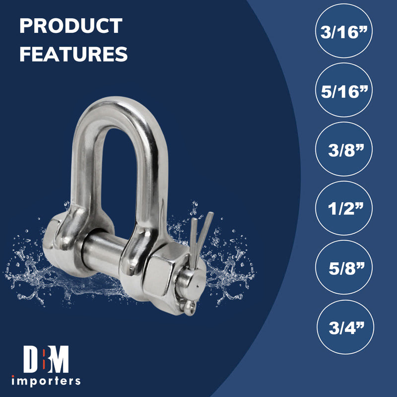 T316 Stainless Steel Marine Bolt Screw Pin Chain Shackle D Anchor