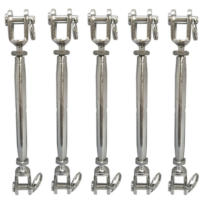 5 PC Stainless Steel Closed Body Turnbuckle Jaw Jaw 3/16&