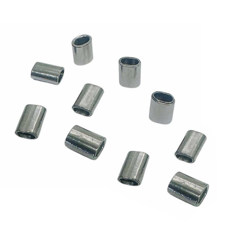 10 Pc Marine Stainless Steel Wire Rope Cable Clip 1/4" Oval Sleeve Crimping Tube Connector