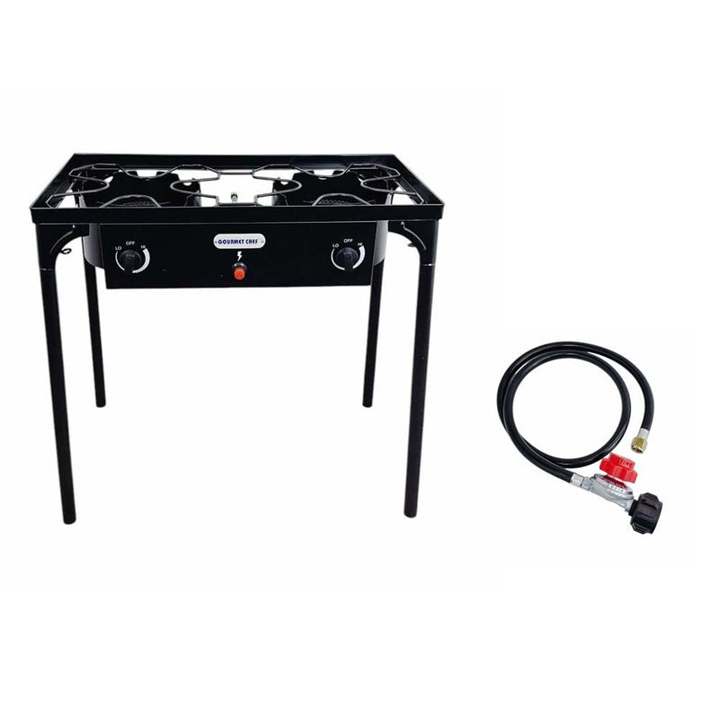 Propane Gas 2 Double High Pressure Burner Outdoor  Stove -AUTO IGNITION