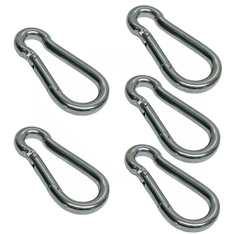 3/16" x 50mm Carabiner Spring Snap Hook Marine Set 5 PC 316 Stainless Steel 120 Lbs