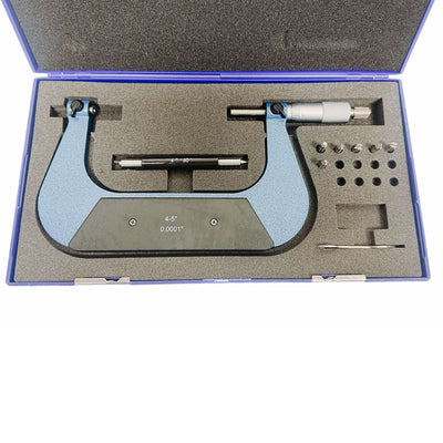 4-5" Range Screw Thread Micrometer Kit With 4 Anvils 0.0001'' Grad .00020"/0.005mm Accuracy