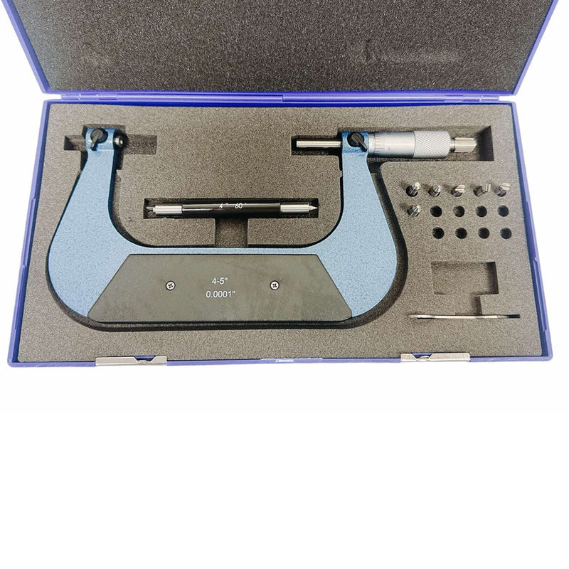 4-5" Range Screw Thread Micrometer Kit With 4 Anvils 0.0001&