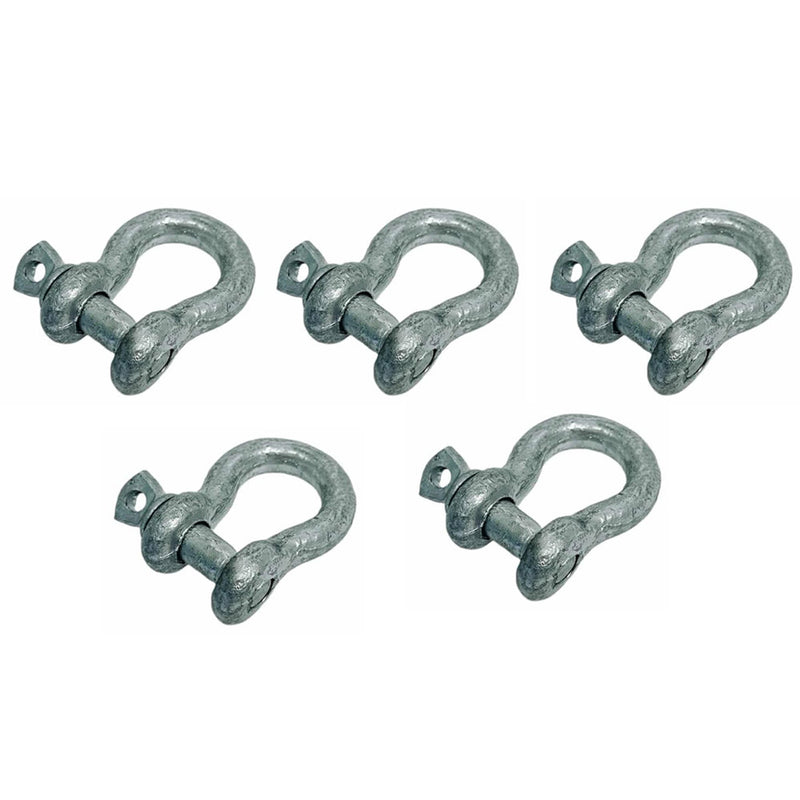 5/16" Screw Pin Anchor D Ring Rigging Bow Shackle Galvanized Steel Drop Forged Set 5 PC For Marine Boat WLL 1500Lbs