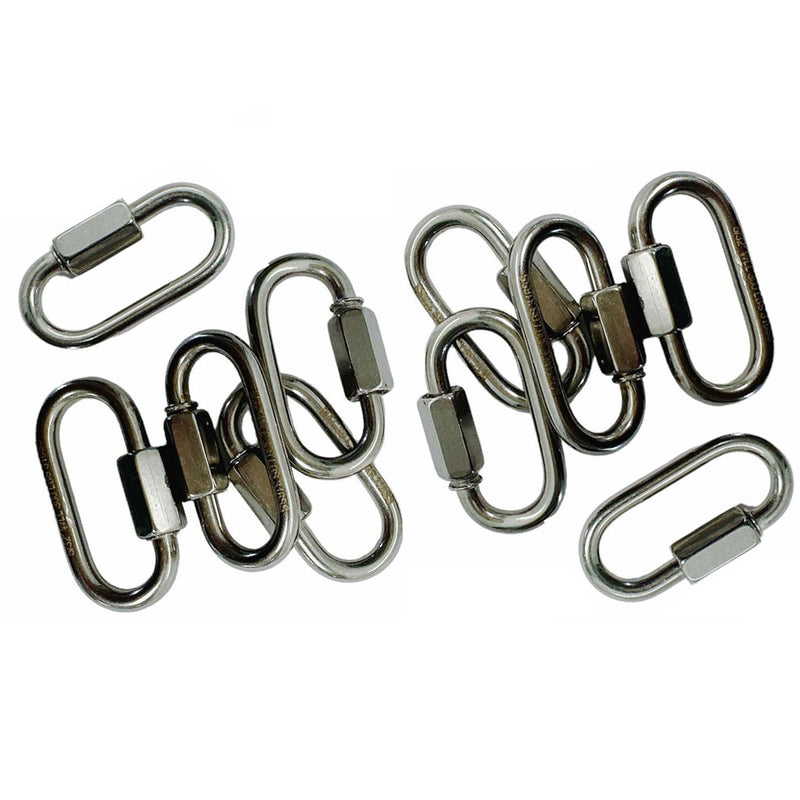 Set Of 10 PC Boat Marine Stainless Steel Quick Link 3/8" Locking Carabiners Quickdraws WLL 1,600 LBS Capacity