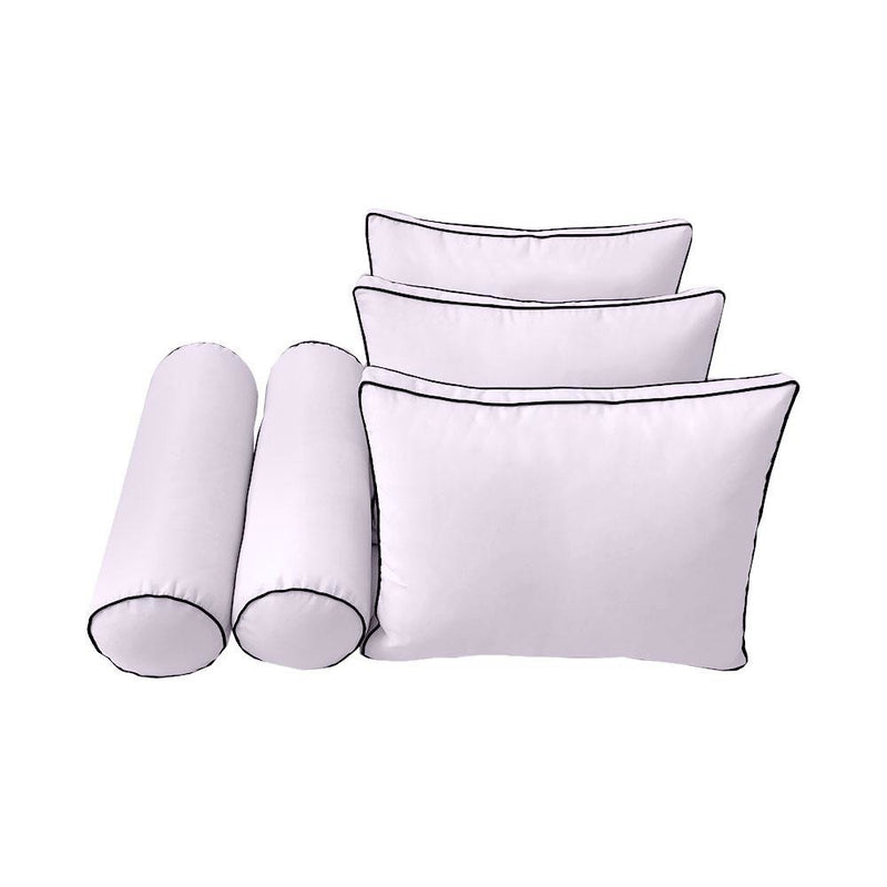 Model-3 AD107 Twin-XL Size 6PC Contrast Pipe Outdoor Daybed Mattress Cushion Bolster Pillow Complete Set