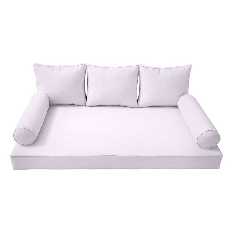 Model-3 AD107 Twin-XL Size 6PC Pipe Trim Outdoor Daybed Mattress Cushion Bolster Pillow Complete Set