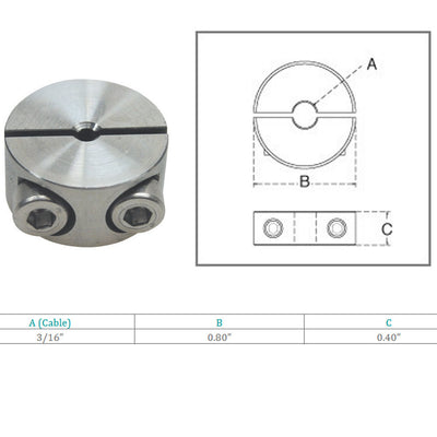 Marine Boat 3/16" 2-Part Wire Cable Clamp Stop Rope Wire Stainless Steel T316