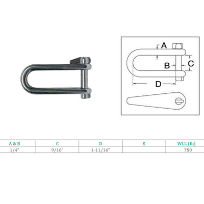 Marine Boat 1/4" Halyard Key Shackle Captive Pin 750 Lb WLL Stainless Steel T316