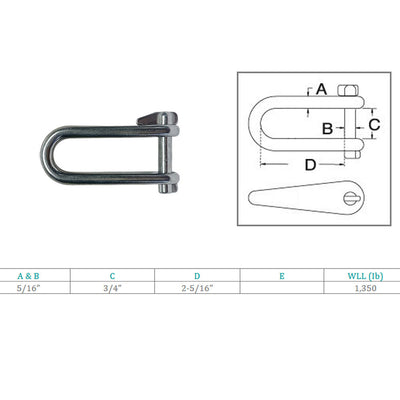 Marine 5/16" Halyard Key Shackle Captive Pin 1350 Lb WLL Stainless Steel 4 Pcs