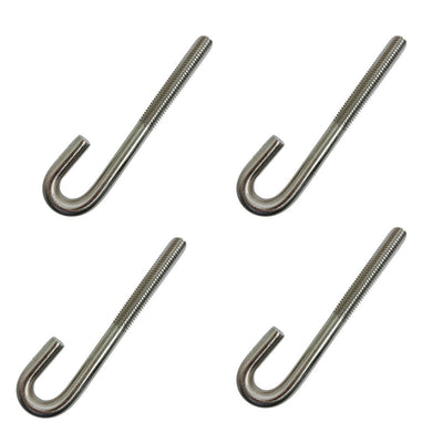 Marine Boat 3/8" x 3.75" J Bolt Spring Hook J-Bolt J Hook T316 Stainless Steel 4 Pcs