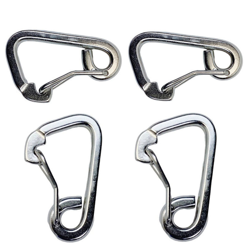 1/4" Harness Clip Spring Gate Snap Hook Carabiner Hook Stainless Steel T316 4Pcs