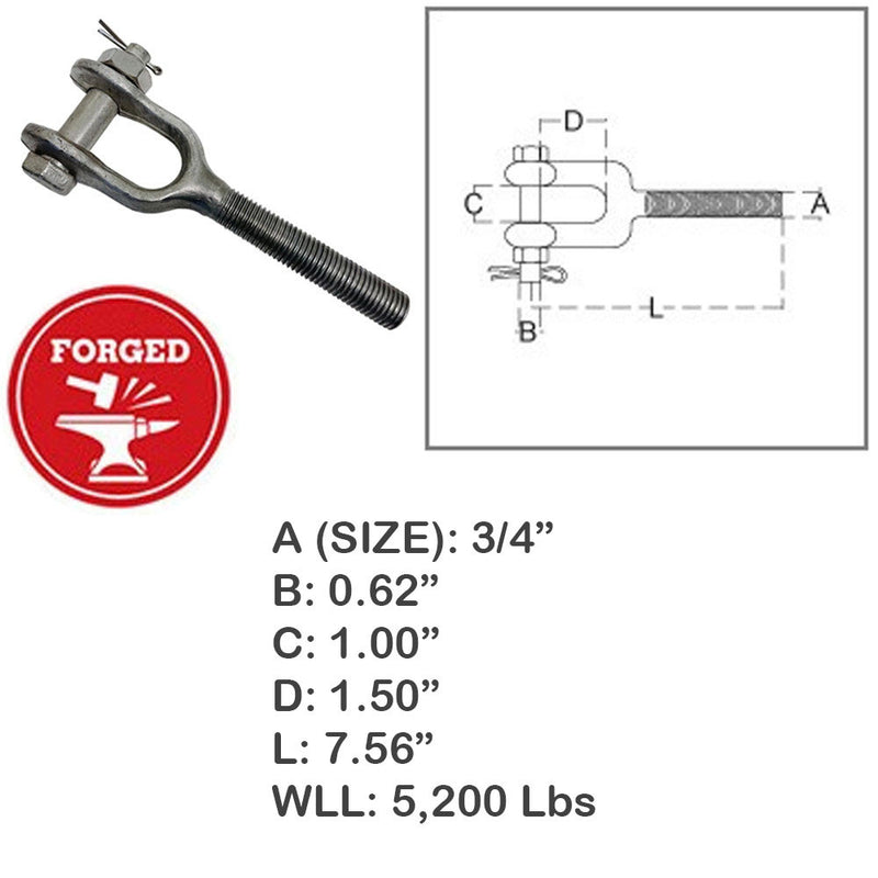 Drop Forged Turnbuckle Jaw RIGHT HAND Thread Stainless Steel