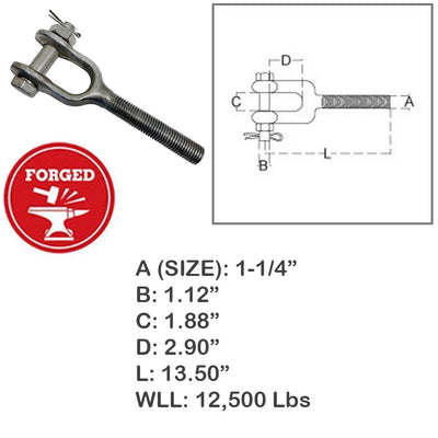 Drop Forged Turnbuckle Jaw RIGHT HAND Thread Stainless Steel