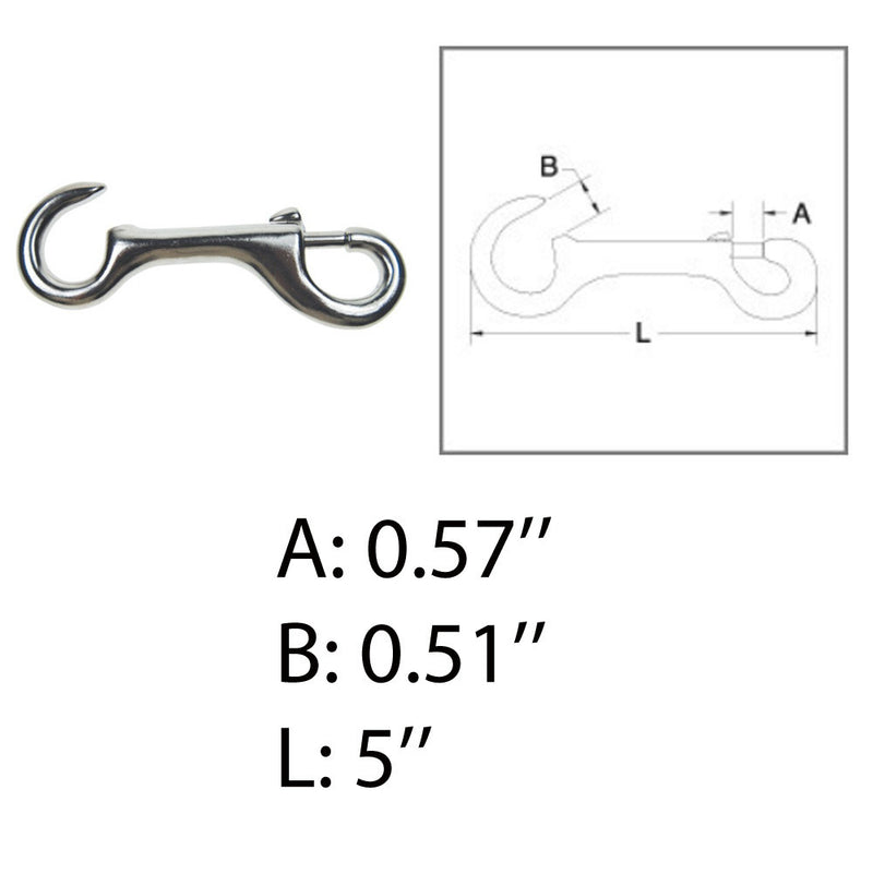 Marine Boat 5"L Bolt Snap Hook Open Eye Bolt Hook Snap Lock Stainless Steel T316