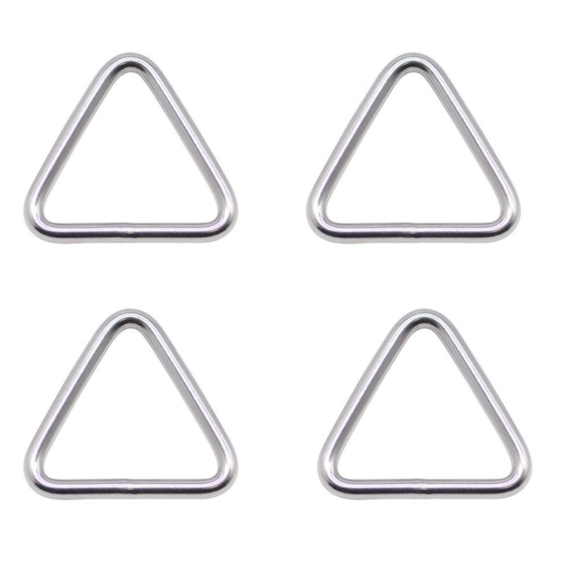 3/16" x 1" Triangle Ring Formed Welded Clips Buckles, Stainless Steel T316 4 Pcs