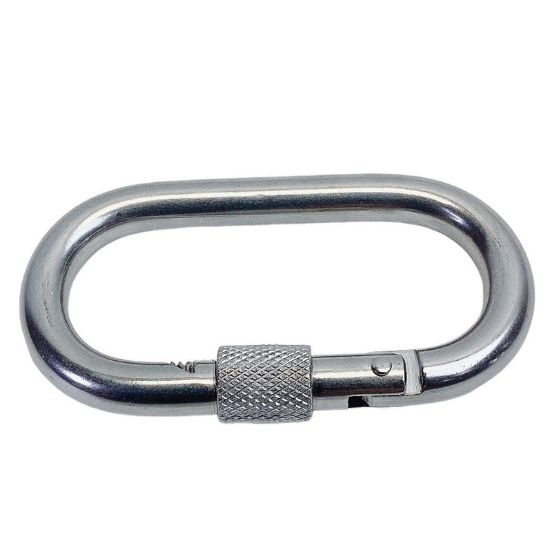 1/4" Carabiner Clip Spring Snap Hook Oval Shape W/ Lock Nut Stainless Steel T316