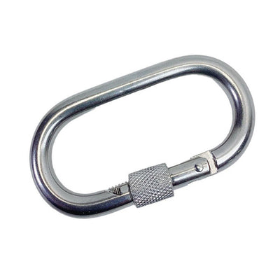 1/4" Carabiner Clip Spring Snap Hook Oval Shape W/ Lock Nut Stainless Steel T316