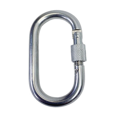 1/4" Carabiner Clip Spring Snap Hook Oval Shape W/ Lock Nut Stainless Steel T316