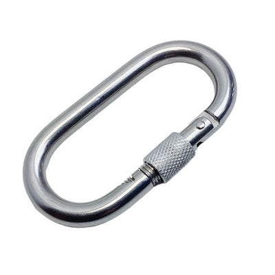 1/4" Carabiner Clip Spring Snap Hook Oval Shape W/ Lock Nut Stainless Steel 4Pcs