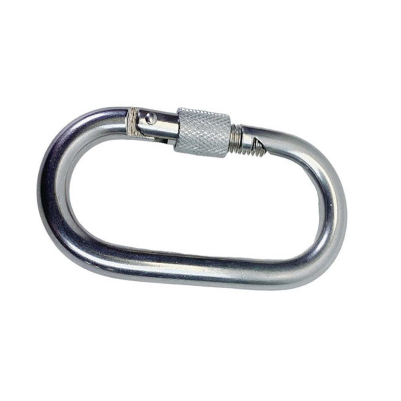 1/4" Carabiner Clip Spring Snap Hook Oval Shape W/ Lock Nut Stainless Steel 4Pcs