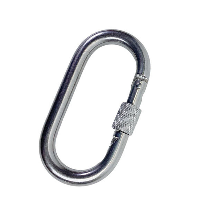 1/4" Carabiner Clip Spring Snap Hook Oval Shape W/ Lock Nut Stainless Steel 4Pcs