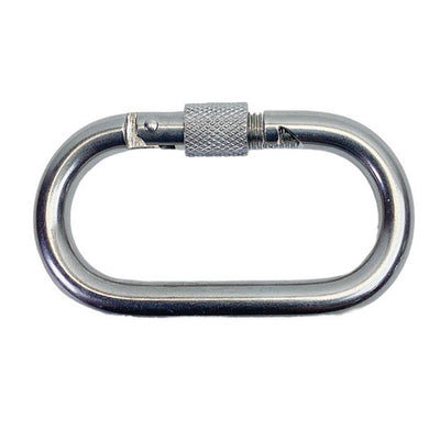 1/4" Carabiner Clip Spring Snap Hook Oval Shape W/ Lock Nut Stainless Steel 4Pcs