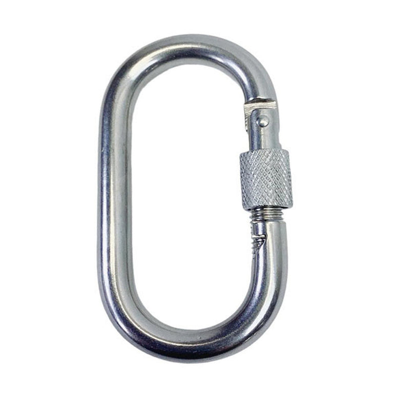 1/4" Carabiner Clip Spring Snap Hook Oval Shape W/ Lock Nut Stainless Steel 4Pcs