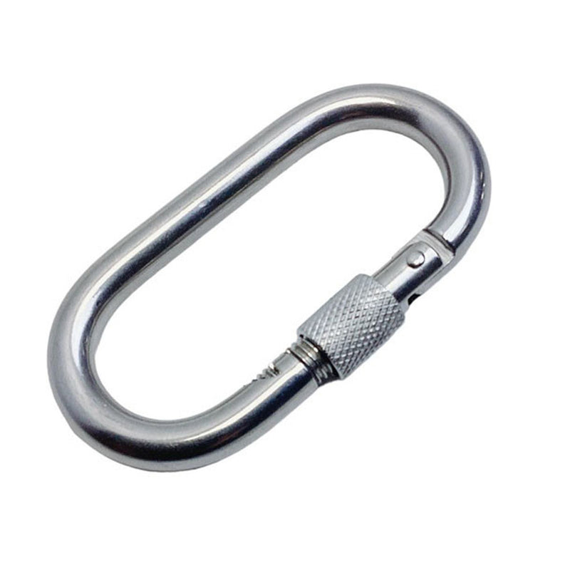 3/8" Carabiner Clip Spring Snap Hook Oval Shape W/ Lock Nut Stainless Steel 4Pcs